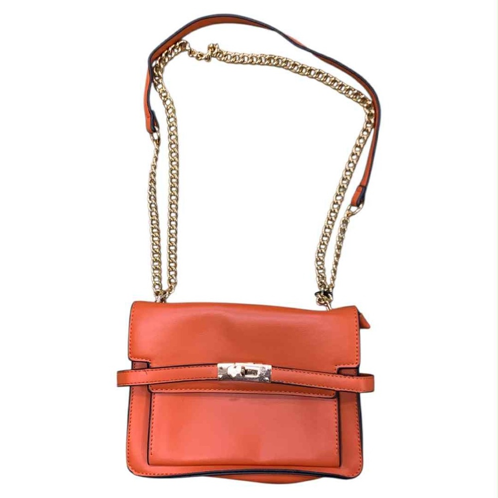 Grass Collection NWT Orange Crossbody Bag with Gold Chain Size S